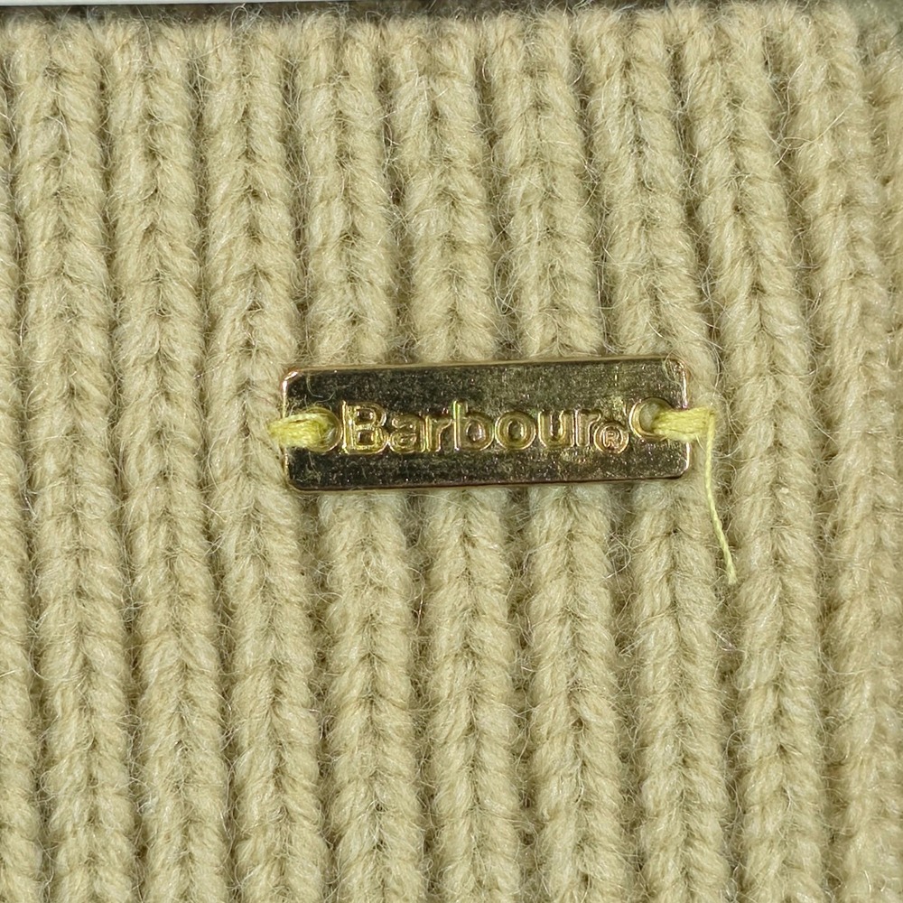Barbour Women Scarf & Beanie Gift Set OS Camel Plaid Ribbed Knit Warm Luxury NWT - Picture 4 of 9